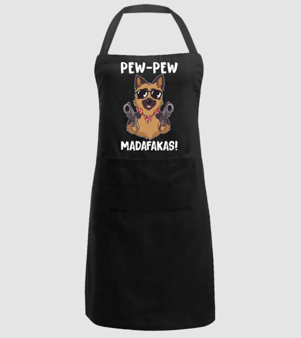 Pew Pew Pew Madafakas Ciobănesc german model negru pe tricou