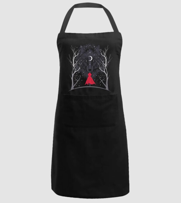 Scufița Roșie și Lupul noaptea tricou model negru pe tricou