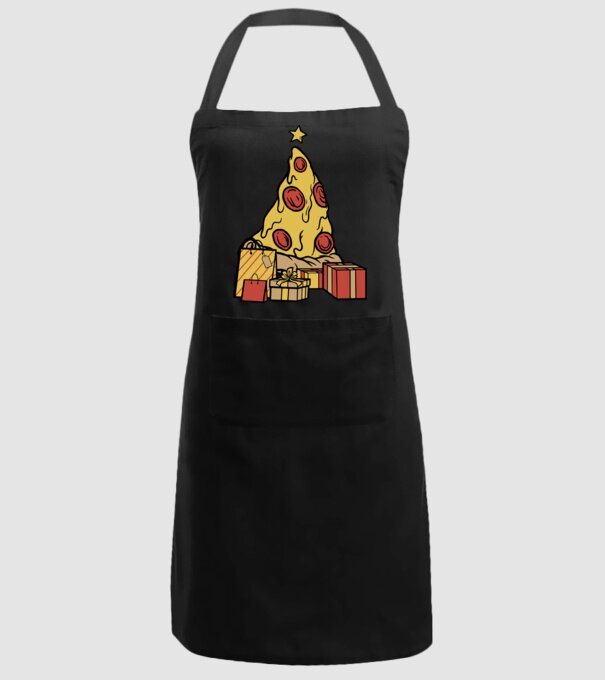 Pizza pom de Crăciun model negru pe tricou
