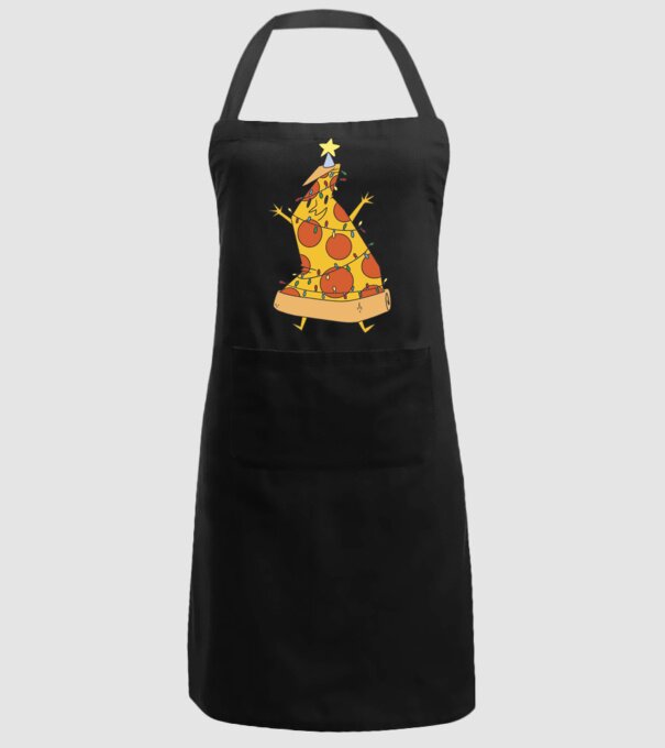Pizza pom de Crăciun model negru pe tricou