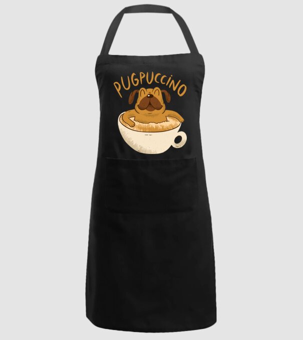 Pugpuccino Capuccino cu Mops model negru pe tricou