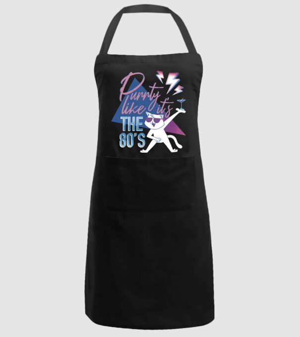 'Purrty Like it''s the 80''s' model negru pe tricou