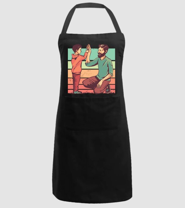 Tată și fiu retro model negru pe tricou
