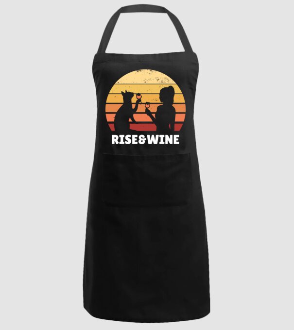 Fată Retro cu pisică și vin model negru pe tricou