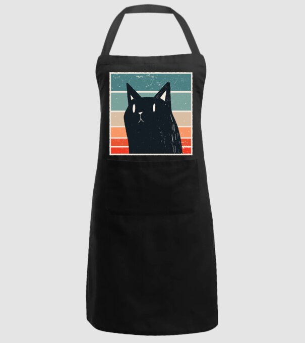 Pisică retro model negru pe tricou
