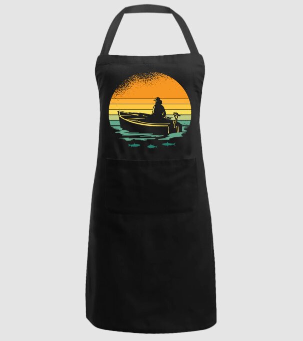 Retro cu Barcă model negru pe tricou