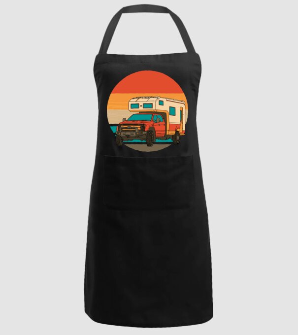 Campervan Retro model negru pe tricou