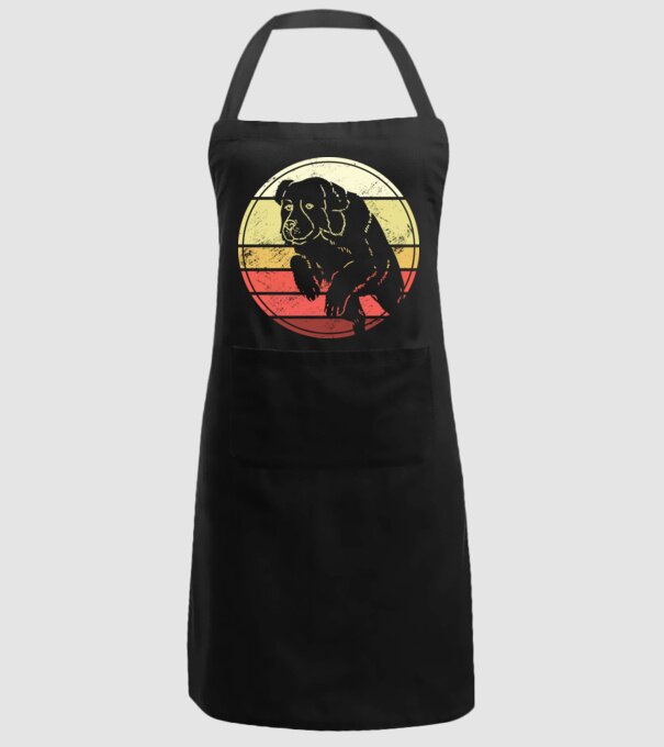 Câine Retro Landseer model negru pe tricou