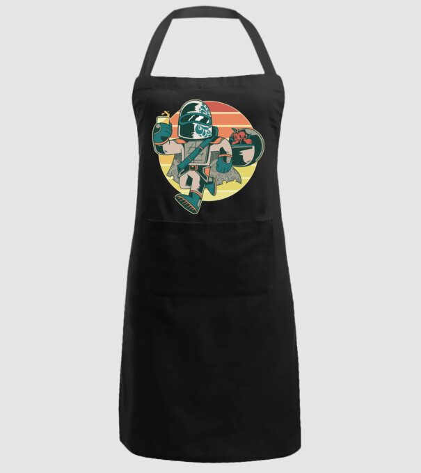 Războinic Mandalorian Retro model negru pe tricou