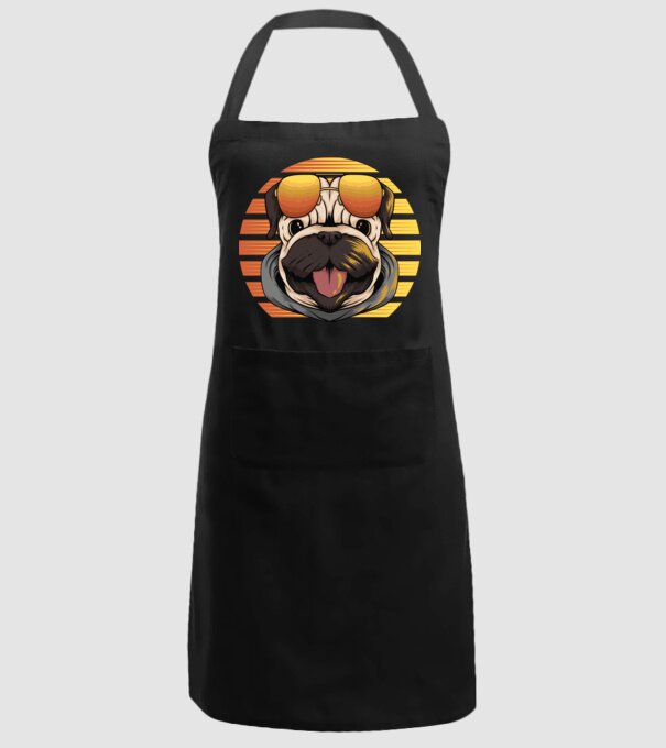 Retro mops model negru pe tricou