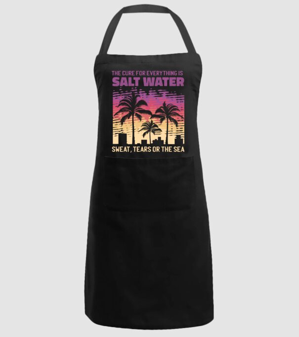 Retro Sunset - Apa sărată este leac pentru orice model negru pe tricou