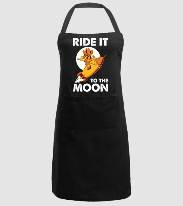 Ride it to the moon Bitcoin model negru pe tricou