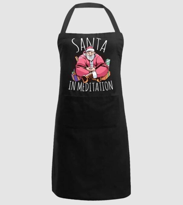 Santa Meditație model negru pe tricou