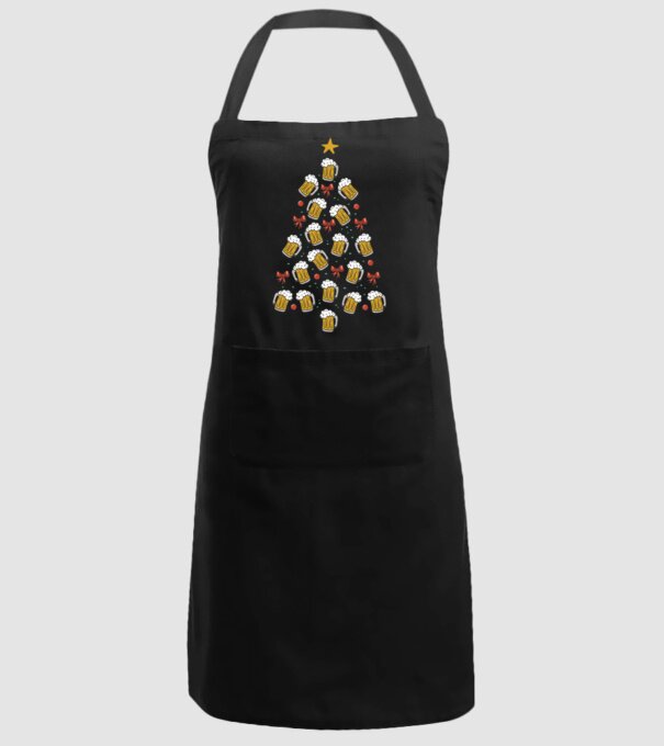 Pom de Crăciun cu Bere model negru pe tricou