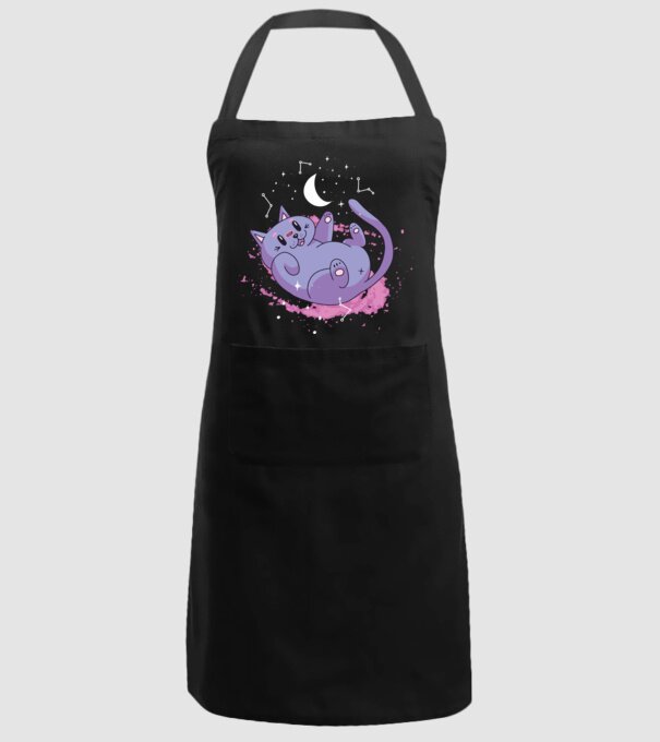 Space Cat - pisică drăguță în spațiu model negru pe tricou