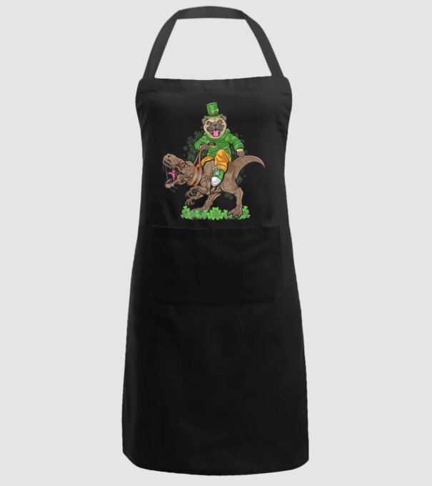 Sfântul Patrick Mops dinozaur model negru pe tricou
