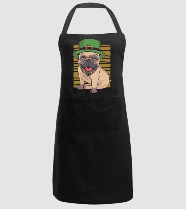 Sfântul Patrick Mops model negru pe tricou