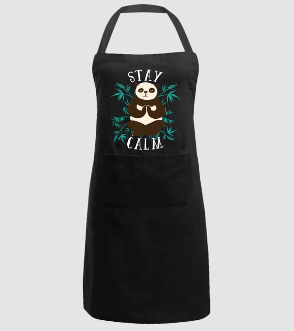 Stay Calm Panda meditație model negru pe tricou