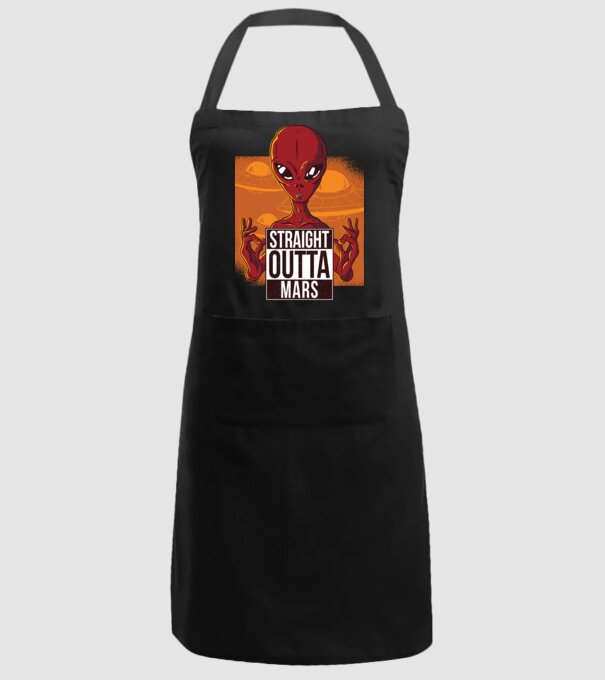 Straight Outta Mars Alien model negru pe tricou