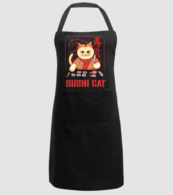 Pisică Sushi model negru pe tricou