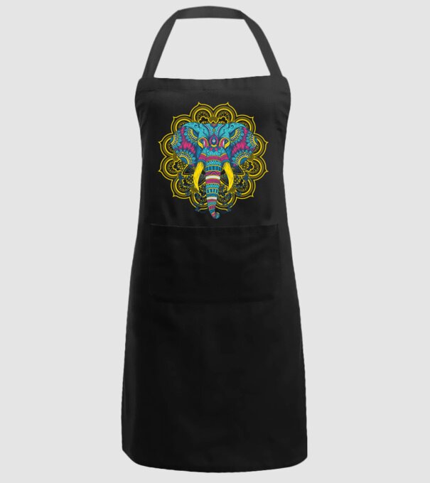 Elefant Mandala Colorat model negru pe tricou