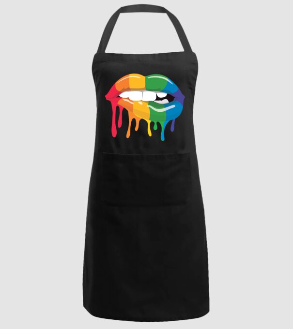 Gură curcubeu model negru pe tricou