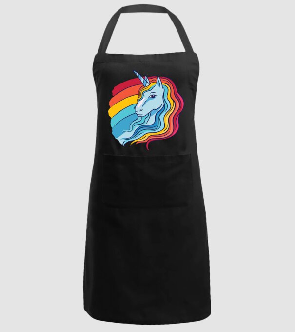 Unicorn cu Curcubeu model negru pe tricou