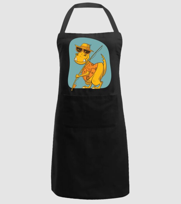 T-rex Pescar model negru pe tricou