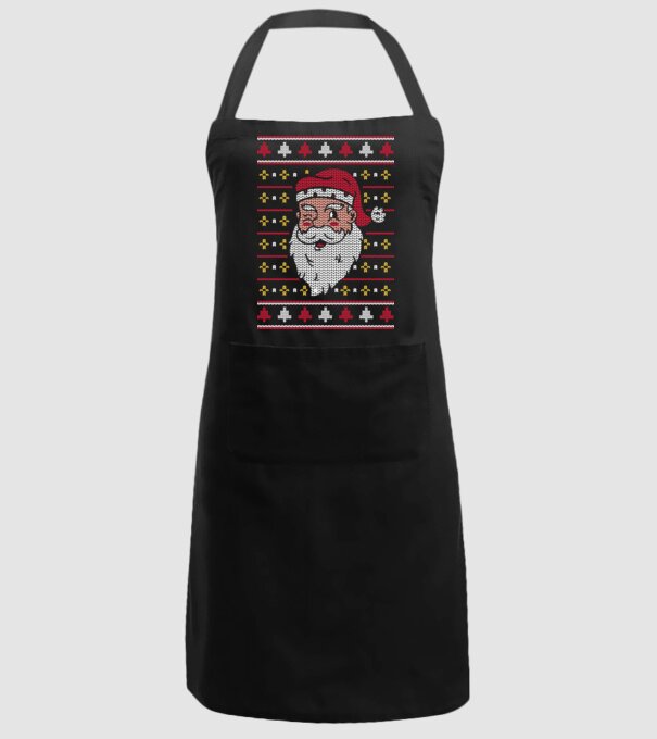 Moș Crăciun pulover urât model negru pe tricou