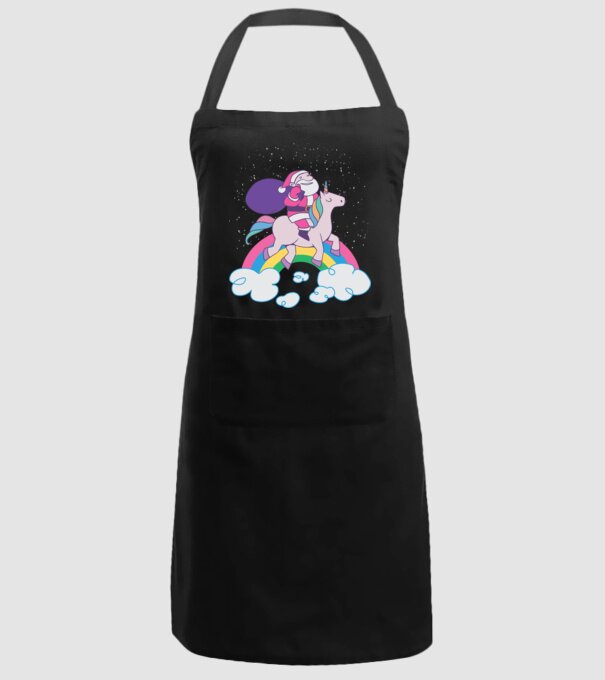 Moș Crăciun Unicorn model negru pe tricou