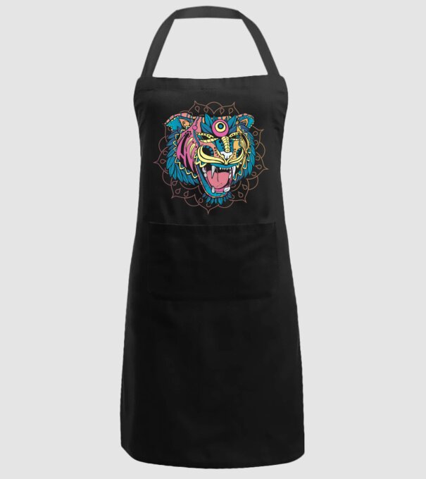 Tigru Mandala model negru pe tricou