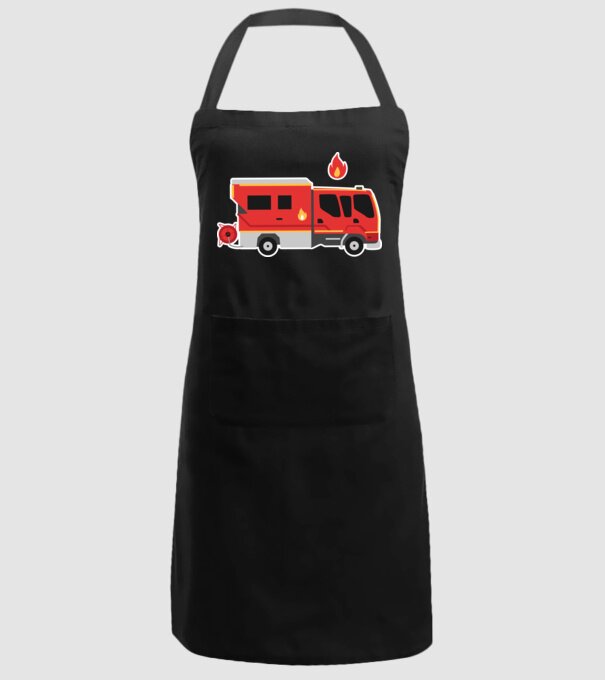 Mașină de pompieri model negru pe tricou