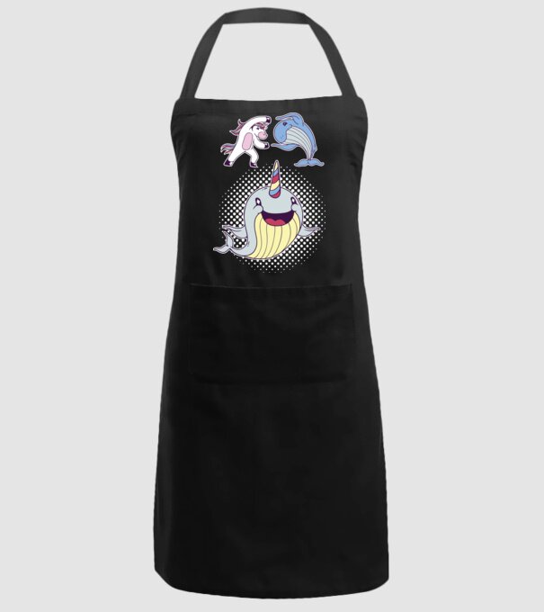 Unicorn Balenă Fuziune - Narval model negru pe tricou