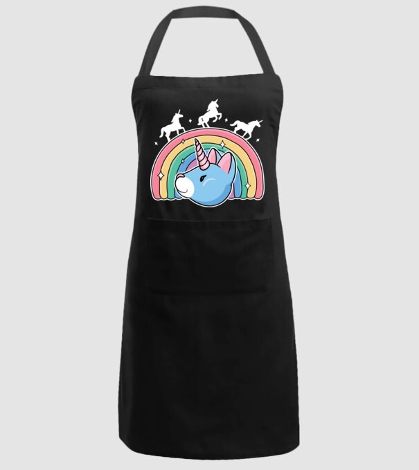 Pisică Unicorn model negru pe tricou