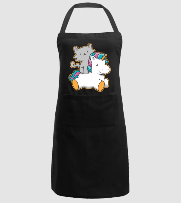 Unicorn Cu pisică model negru pe tricou