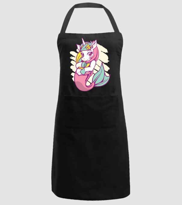Unicorn Sirenă model negru pe tricou