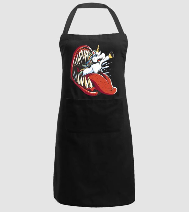 În gura monstrului Unicorn model negru pe tricou