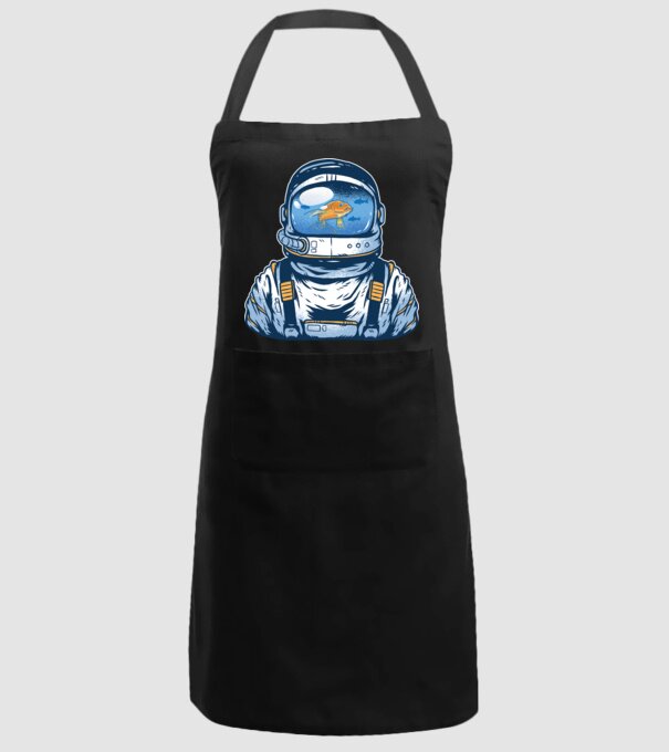 Peștișor auriu Astronaut model negru pe tricou