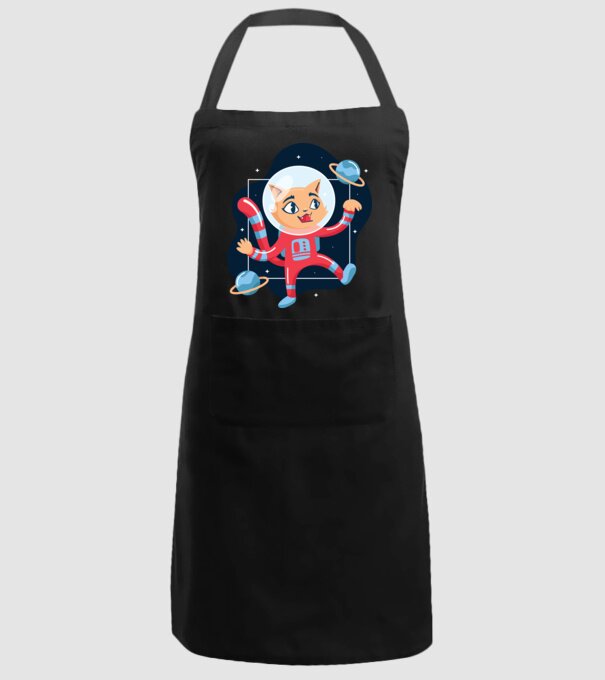 Pisică Astronaut model negru pe tricou