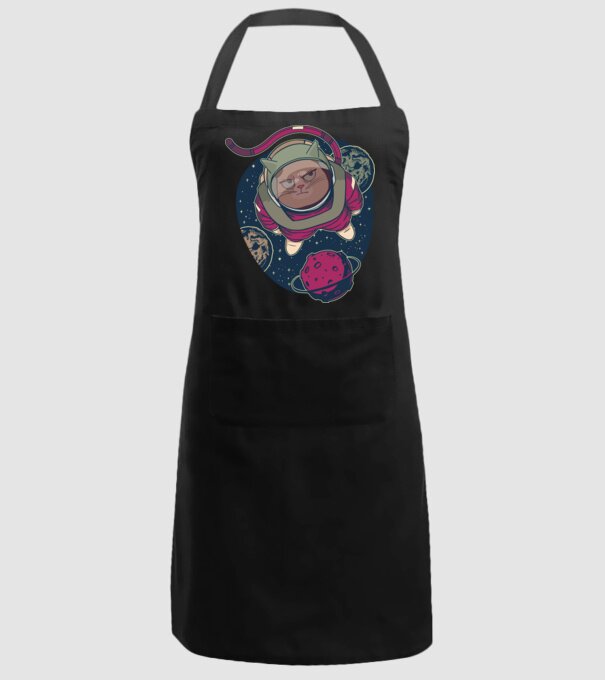 Pisică Astronaut model negru pe tricou