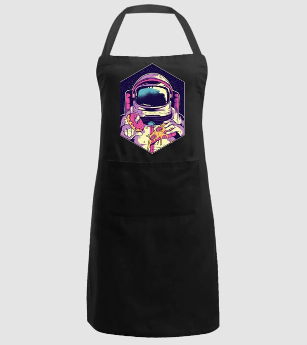 Astronaut Gogoașă și Pizza model negru pe tricou
