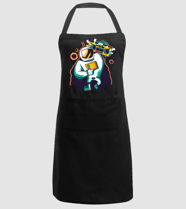 Astronaut cu casetofon model negru pe tricou