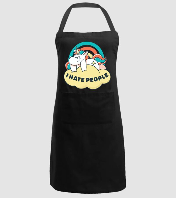 Urăsc oamenii Unicorn model negru pe tricou