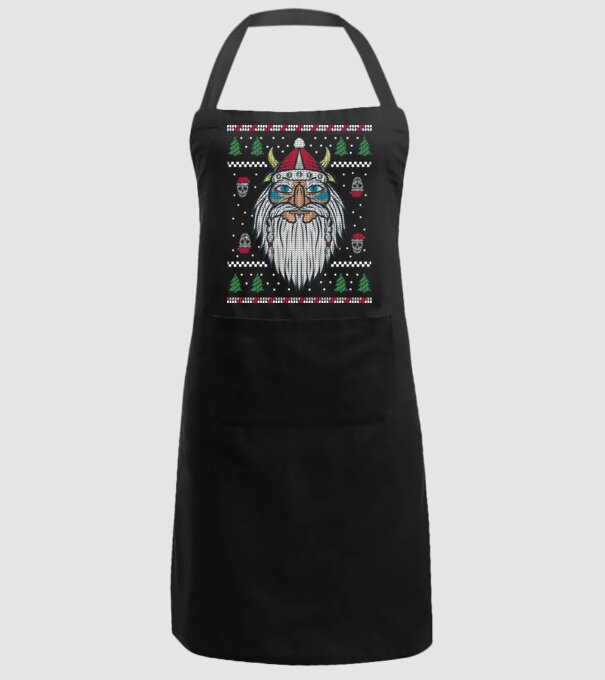Moș Crăciun viking Pulover urât model negru pe tricou