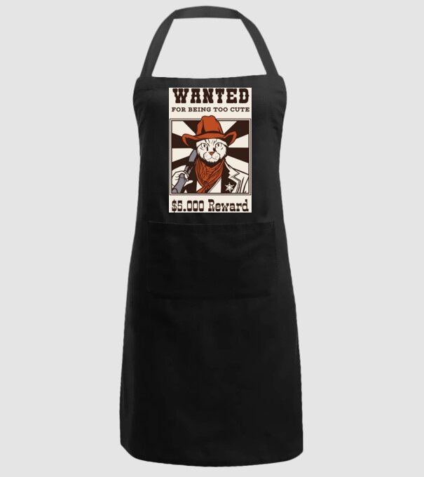 Wanted for being too cute Cowboy cu pisică model negru pe tricou