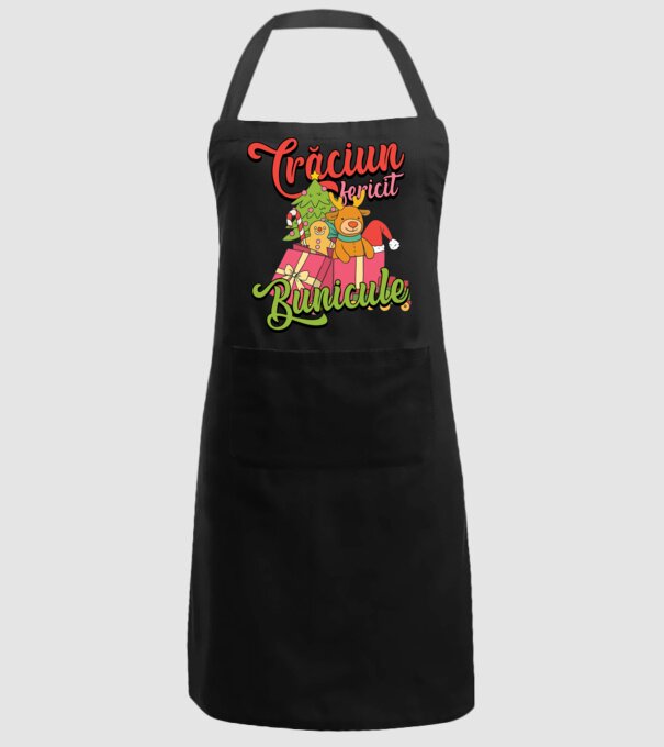 CRĂCIUN FERICIT BUNICULE model negru pe tricou