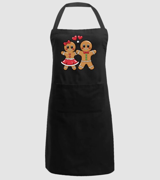 cuplu de turtă dulce în dragoste model negru pe tricou