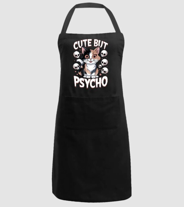 Cute, but Psycho pisică Negru model negru pe tricou