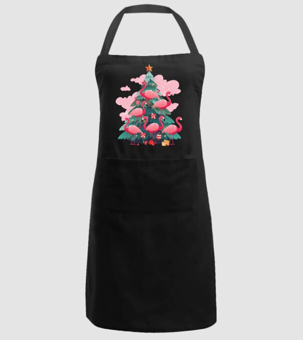 flamingo pom de Crăciun model negru pe tricou
