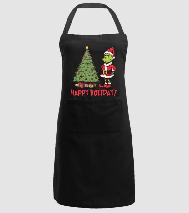 Happy Holiday Grinch model negru pe tricou